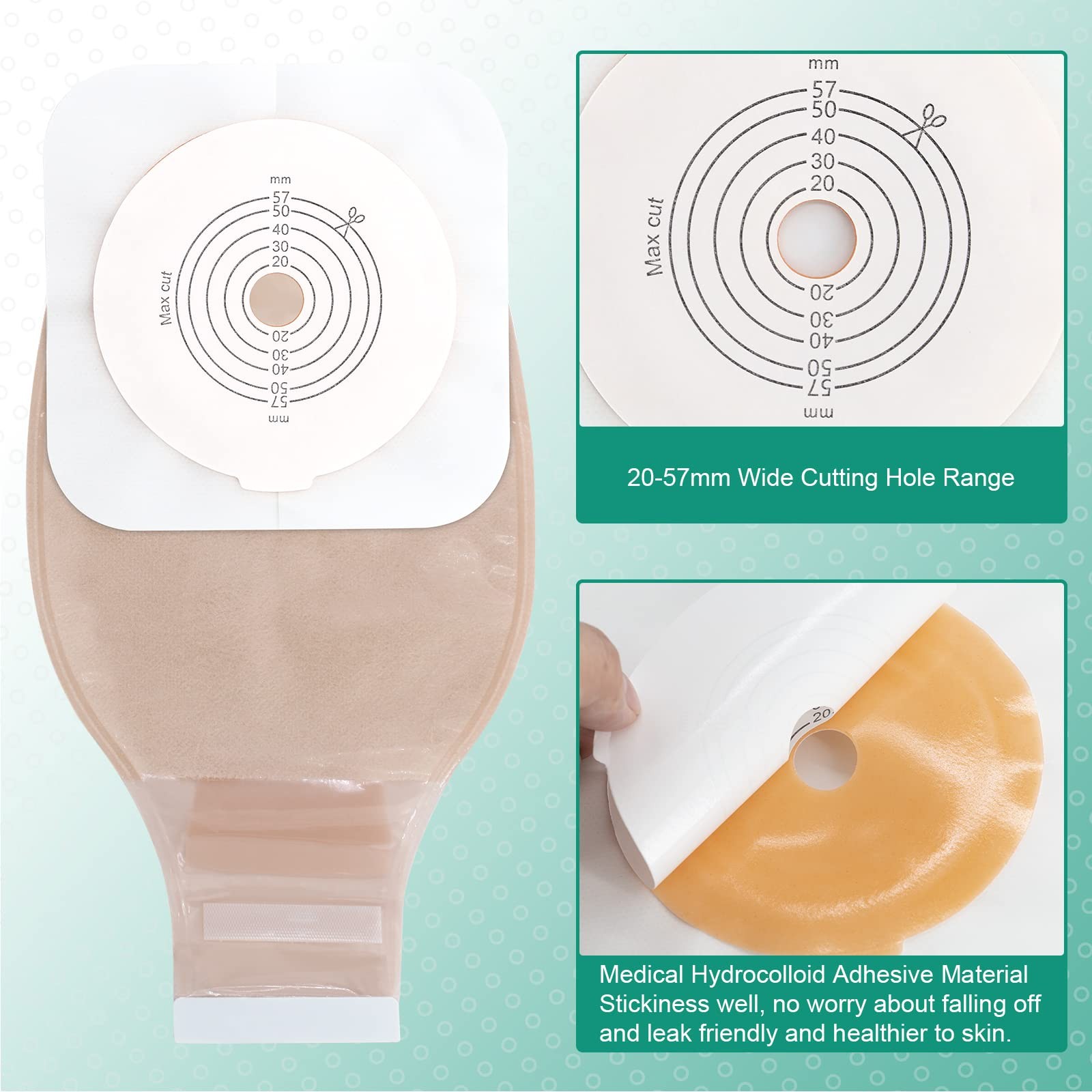Suconbe Ostomy Supplies 21Pcs Colostomy Bag Hook-And-Loop Closure- 15 Pcs Two