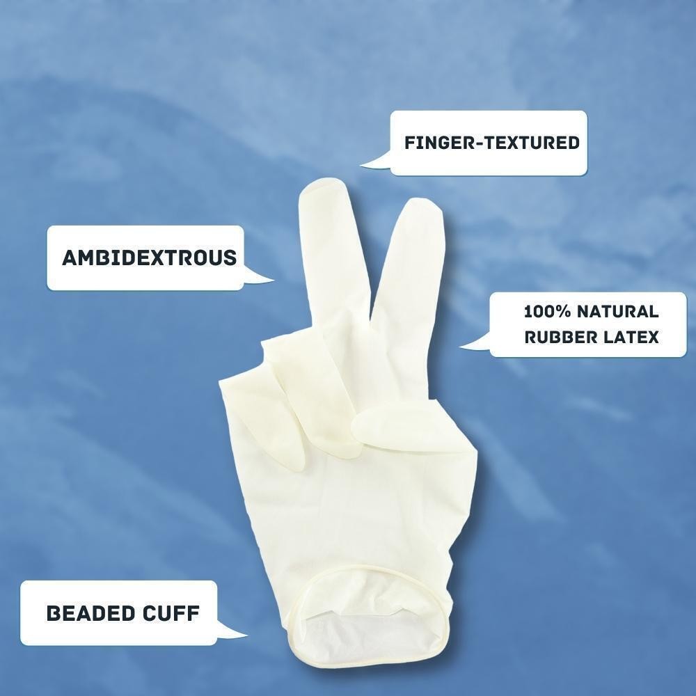 Powder Free Latex Disposable Exam Gloves Large 4.5 Mil Natural Rubber 1000 Qty