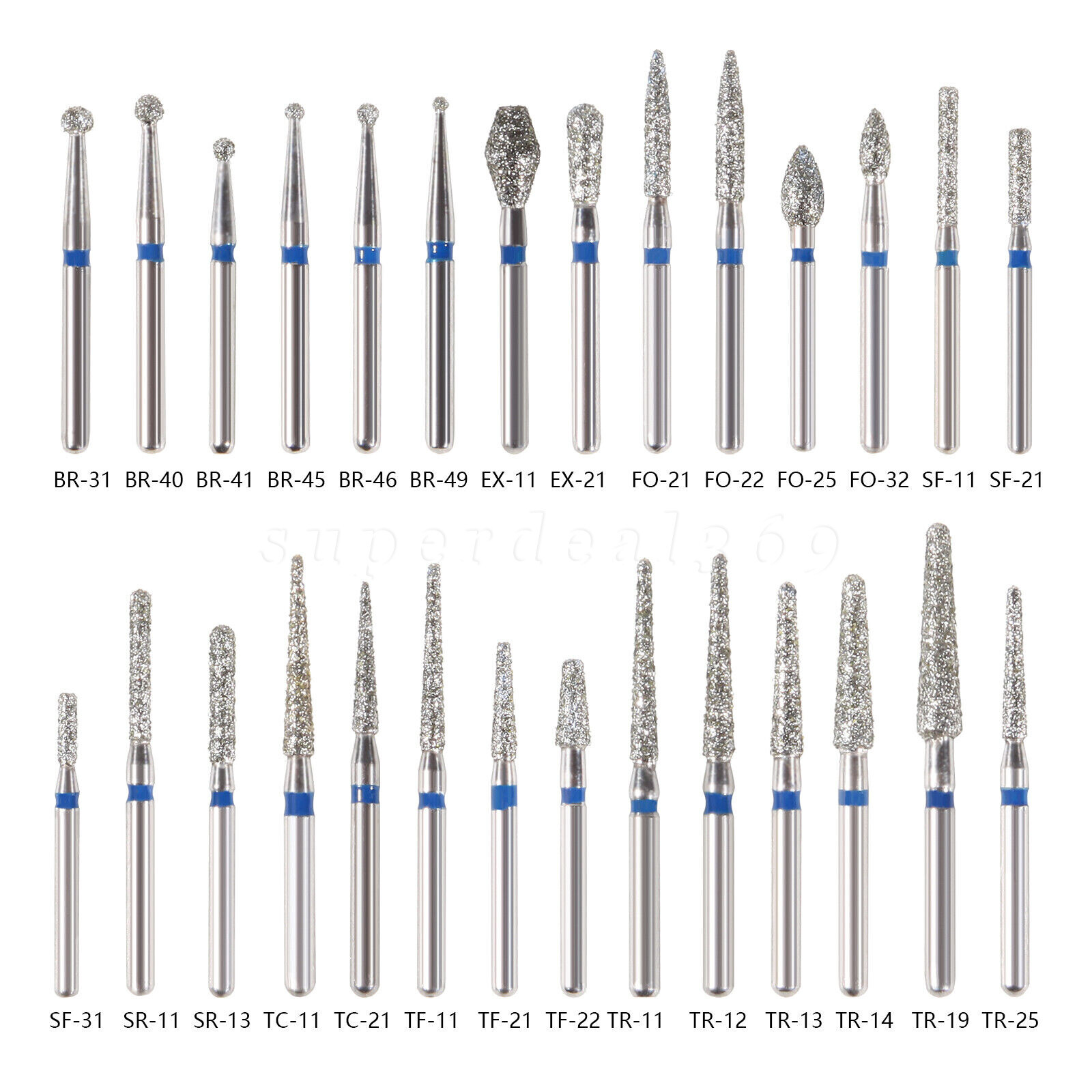 42type Dental DIAMOND BURS FG Burs 1.6mm for High Speed Handpiece 5pcs/pack fg
