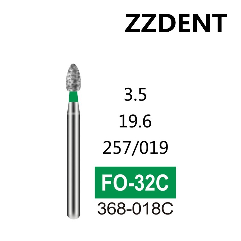 100 PCS FO-32C 368-018C Flame Egg Shape Green Coarse Grit FG Dental Diamond Burs