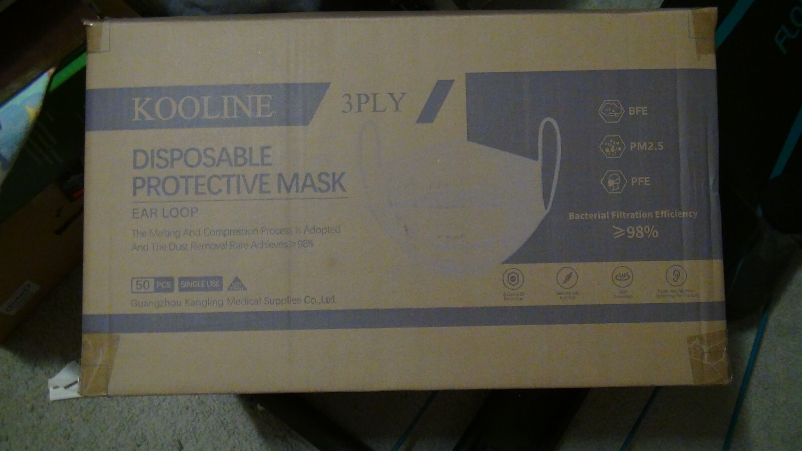 2000 Pcs 40 Sealed Boxes 3 Ply Medical Ear-Loop Face Masks ASTM L-1 Blue RFE 98%