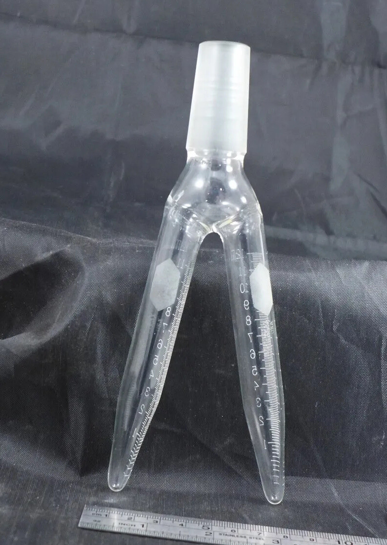 Distillation collection tube, dual 12ml tubes, 24/40 ST inner/male