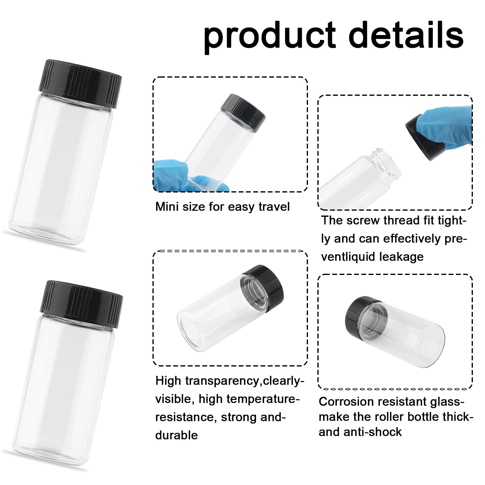 20ml Clear Glass Vials with Screw Caps, 20 Pack Small Glass Bottles with Lids…