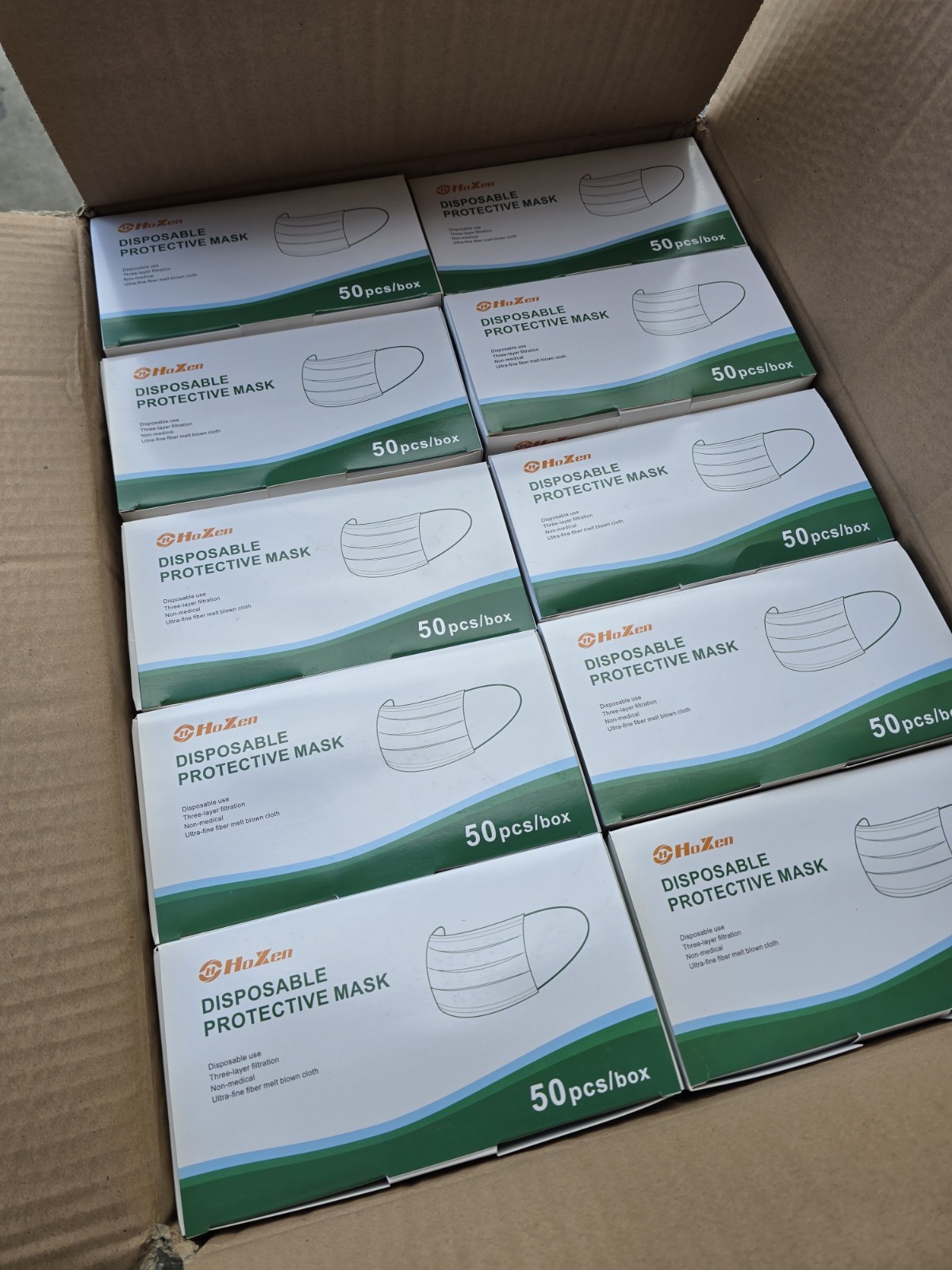 2000 Mask 3-Ply Adult Disposable Face Masks Earloop Breathable Bulk Case
