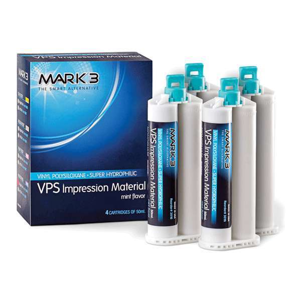 MARK3 VPS Impression Material – Light Body – Fast Set, 4 x 50 ml Cartridges