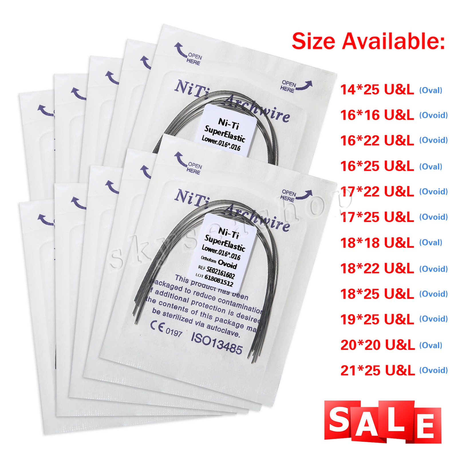 10 Packs Dent Orthodontic Arch Wire Rectangular Niti Super Elastic Upper/Lower
