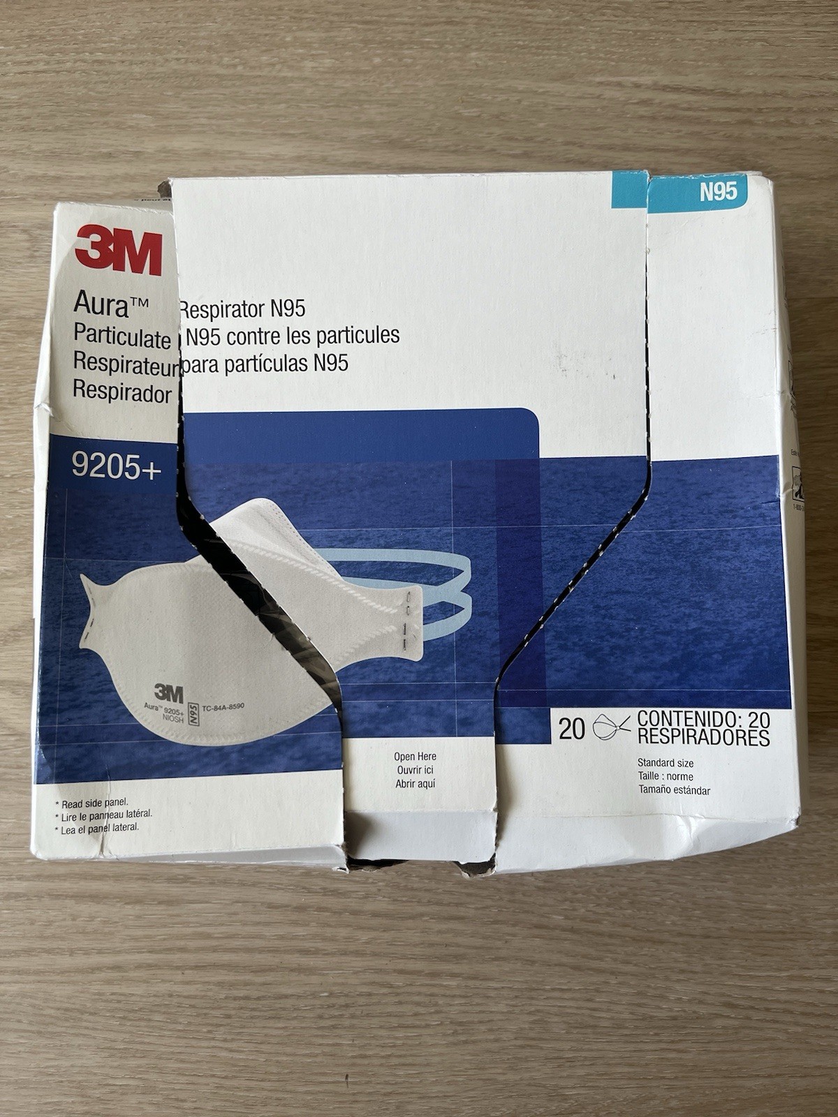 3M 9205+ Aura N95 Particulate NIOSH Protective Respirator Face Masks 20 Pack
