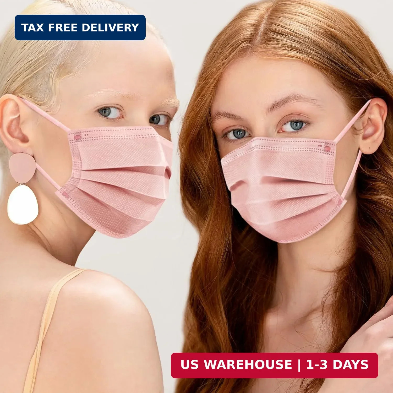 ZIYE 100/500 Pcs Disposable Face Masks, Breathable Mask 3 Layer with Nose Clip E