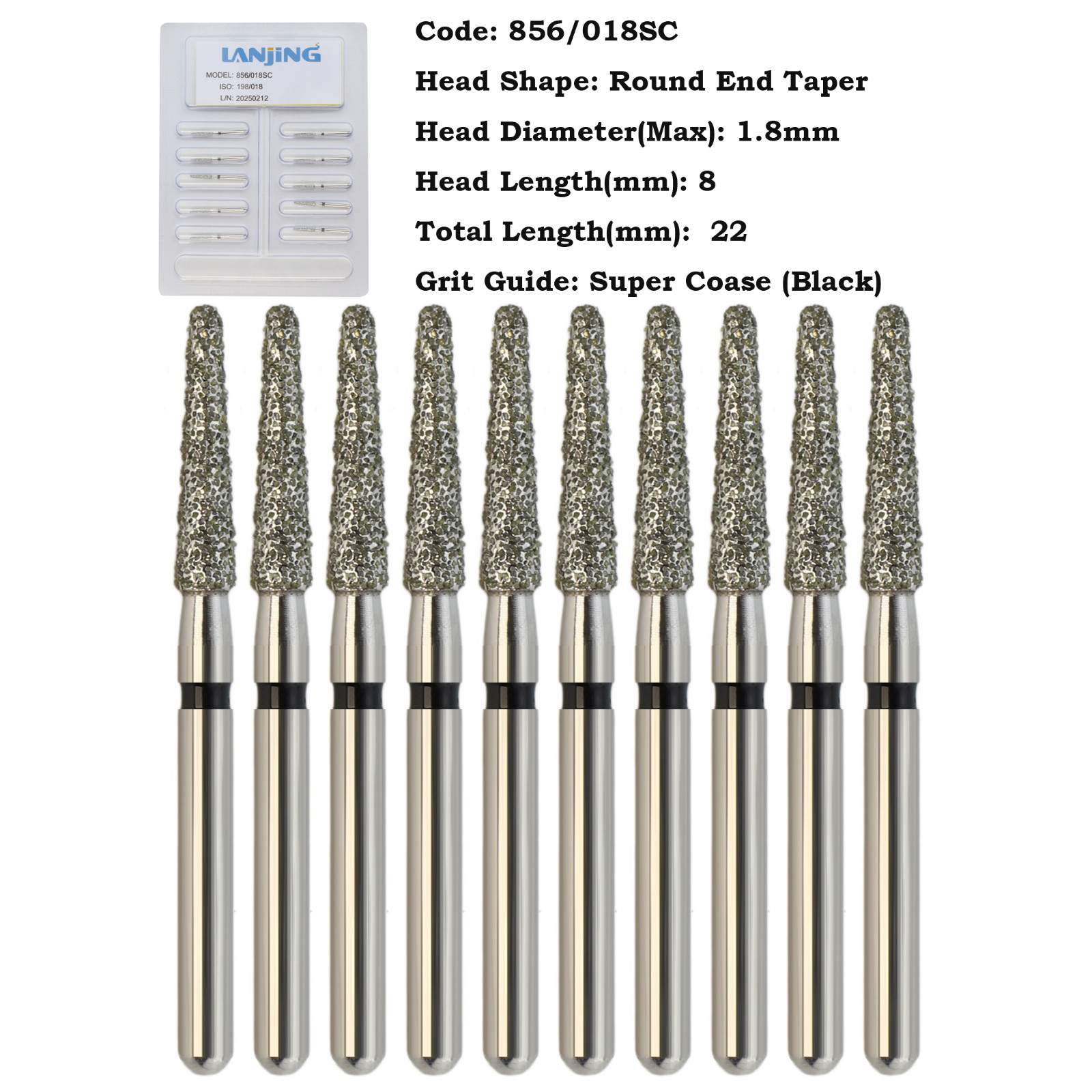 Dental Diamond Burs FG Round End Taper Bur Super Coarse Fine 856 850 High Speed