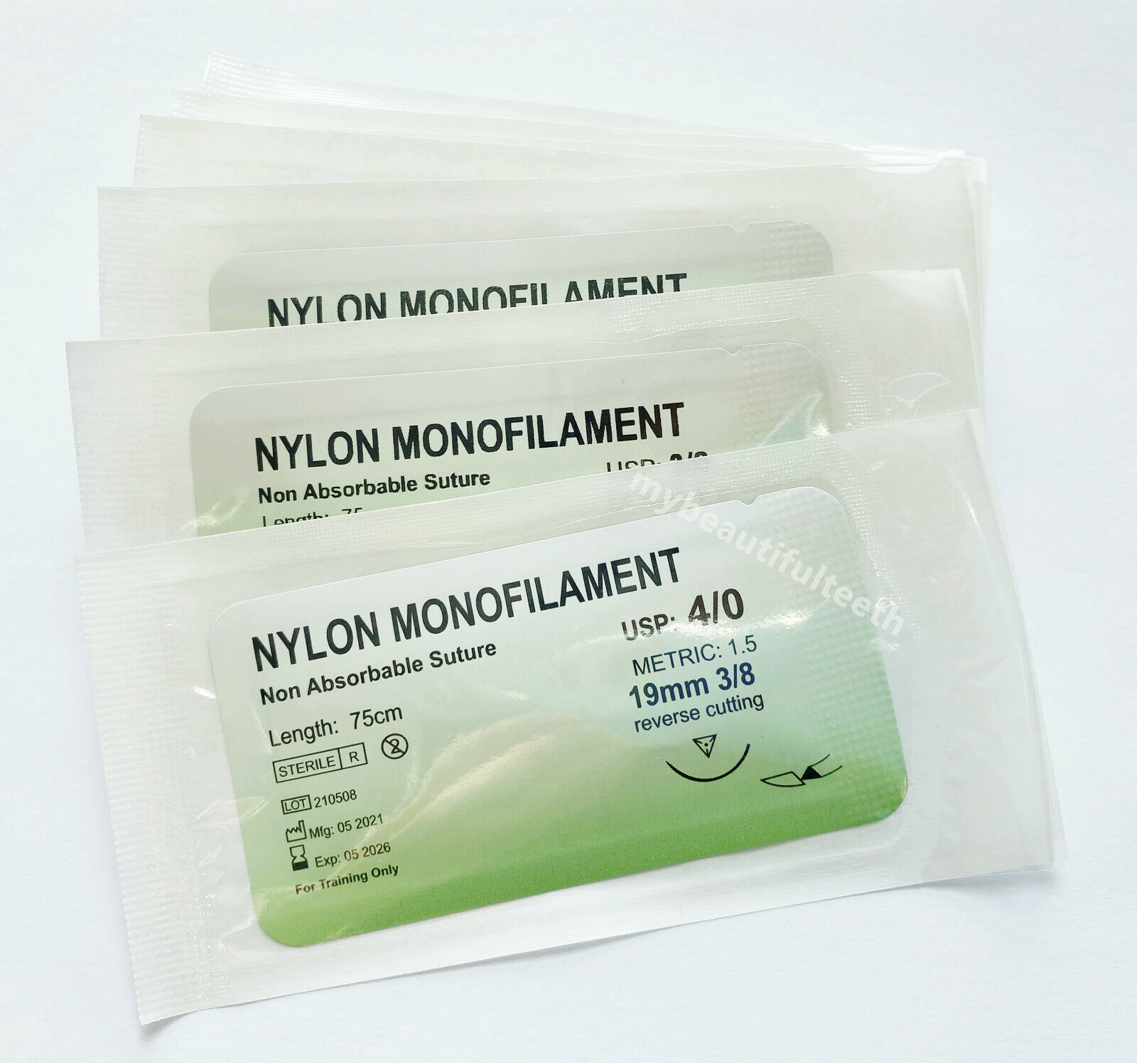 100Pcs Dental Sutures Reverse Suture Metric 1.5 Nylon Monofilament 5-0 4-0 3-0