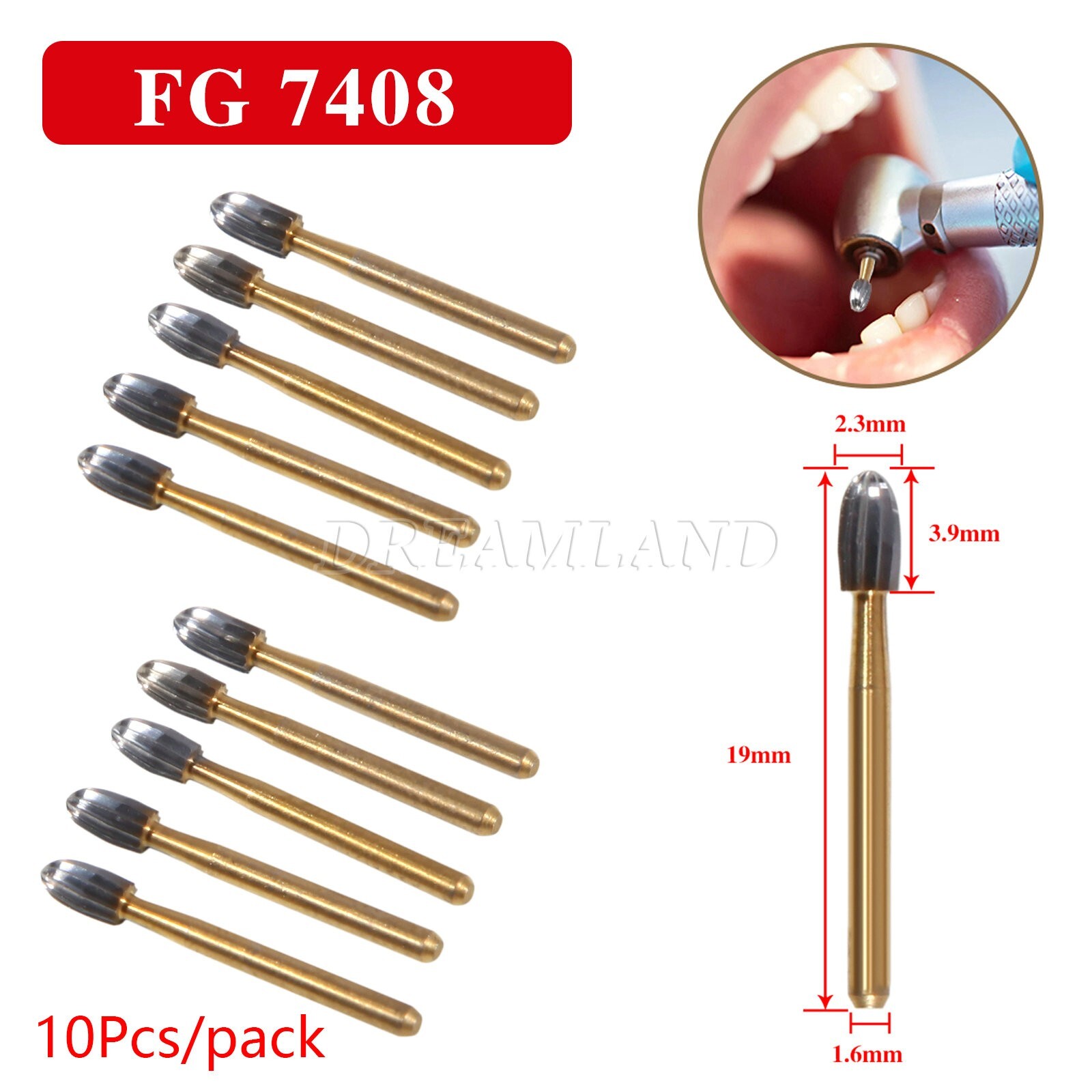 Dental Tungsten Carbide Burs Trimming & Finishing Egg FG-7404 FG-7406 7408 USA