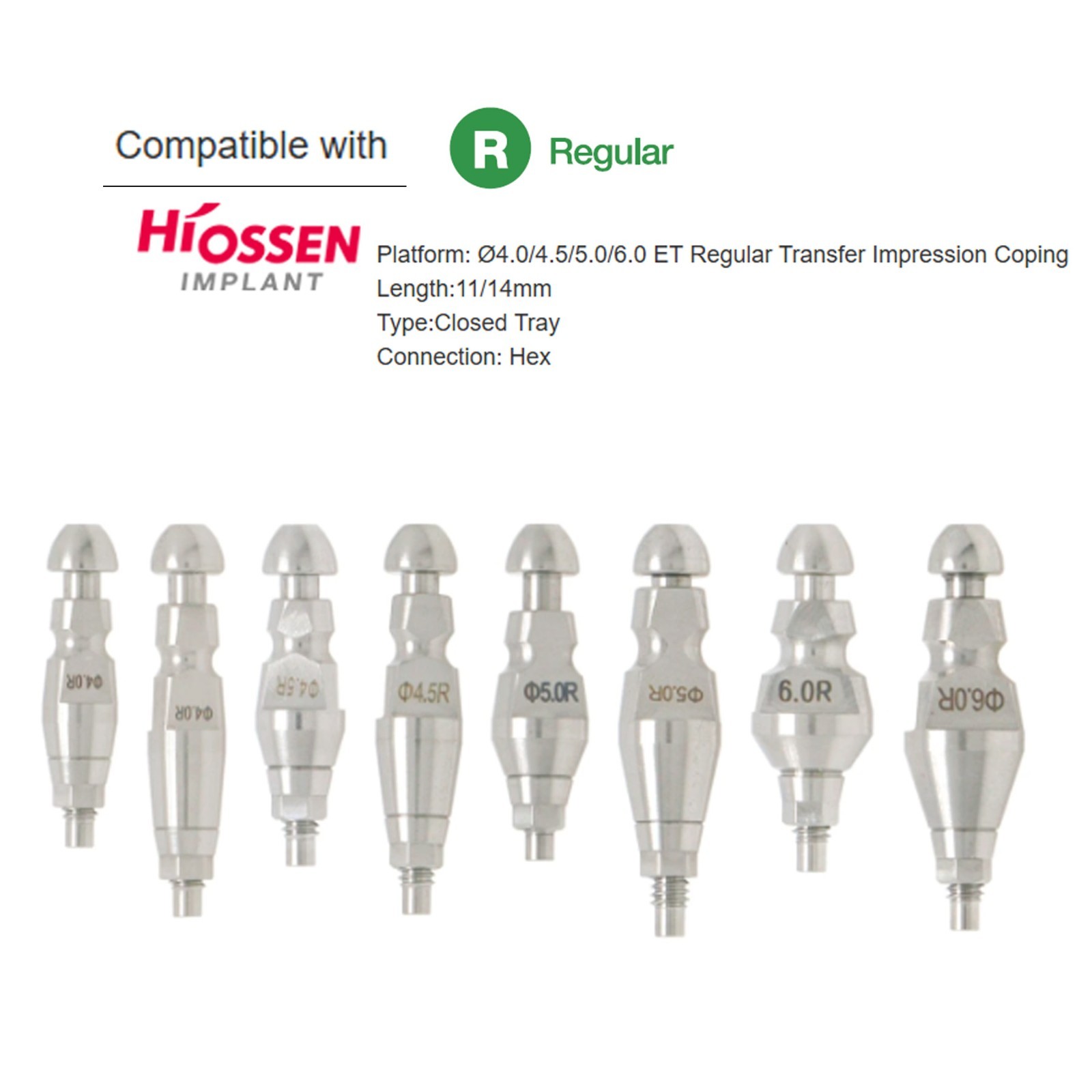 Hiossen ET Open/Close Tray Transfer Impression Coping Fits Mini/Regular implants