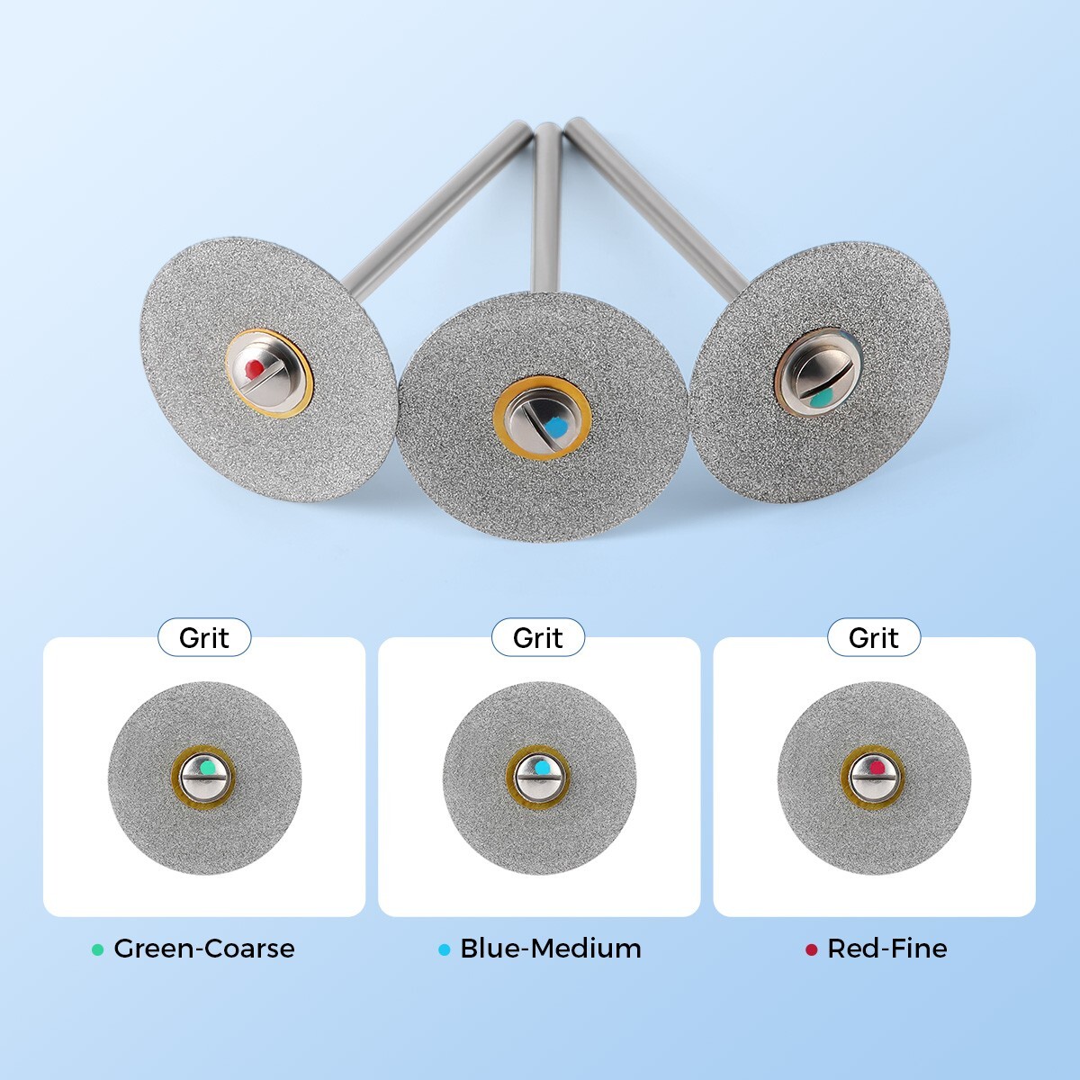 AZDENT Dental Lab Sintered Diamond Mounted Discs Bur HP Coarse Medium Fine