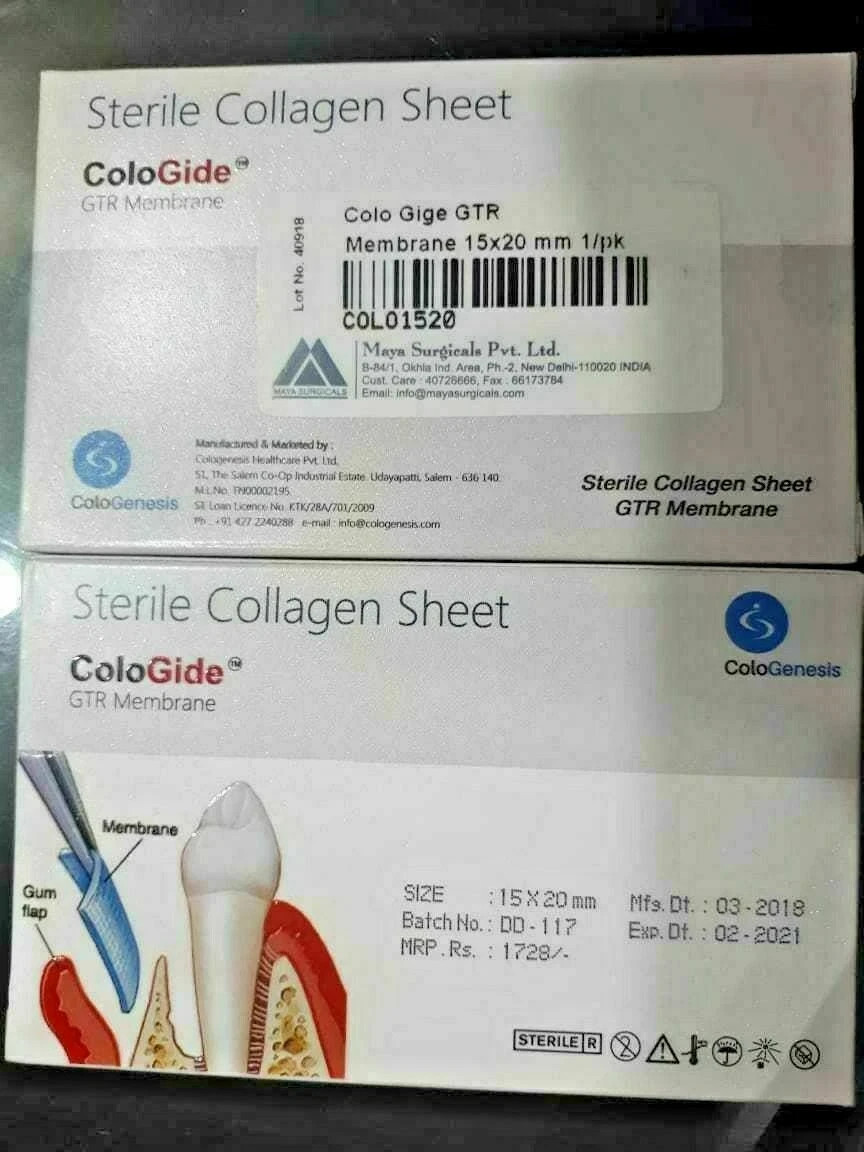 NEW COLO GIDE STERILE COLLAGEN SHEET GTR MEMBRANE 15 x 20mm