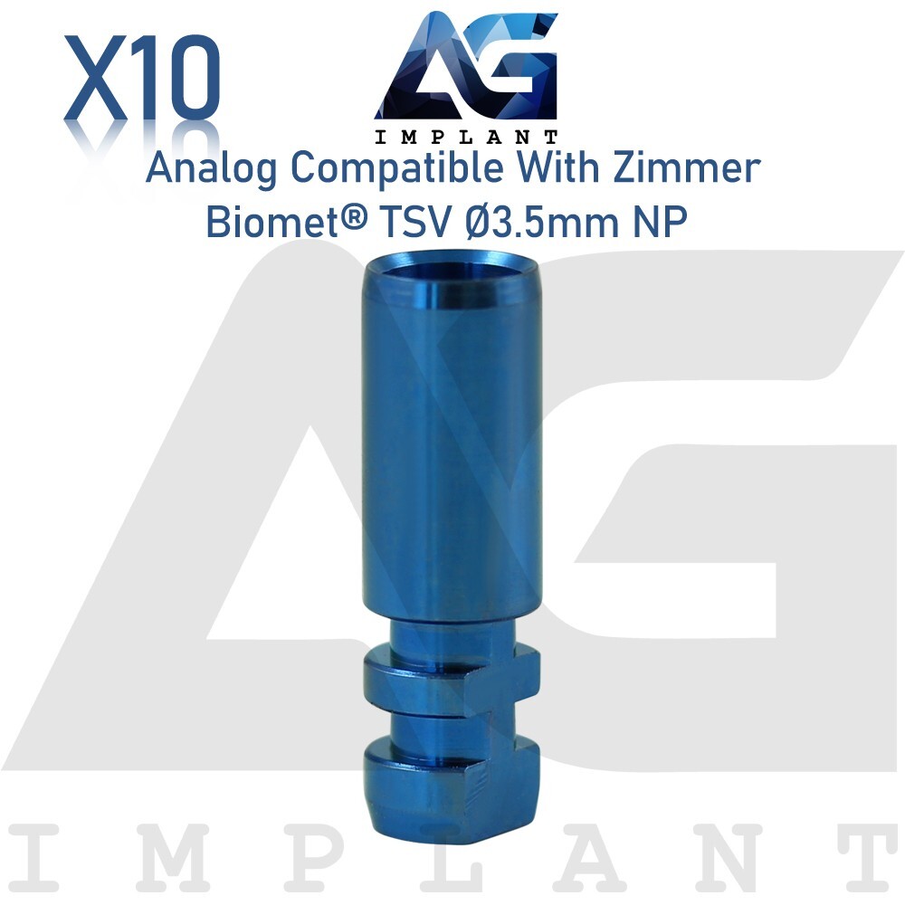 10x Titanium Dental Fixture Analog Compatible Zimmer Biomet® Int Hex 2.5mm