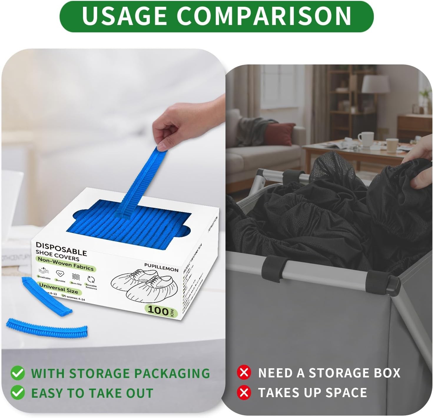 50/100/200 Pack Non-Silp Shoe Covers Disposable Indoors Non-Woven Fabric