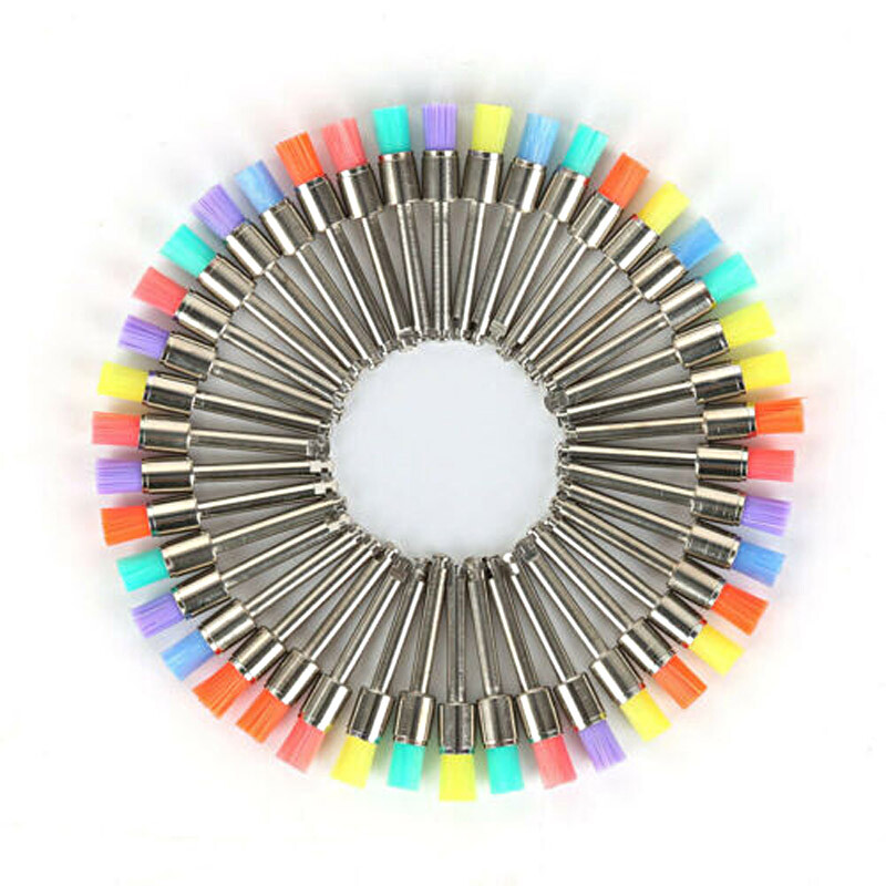 100pcs Dental Colorful Nylon Bowl Polishing Brushes Polisher Prophy Flat Type