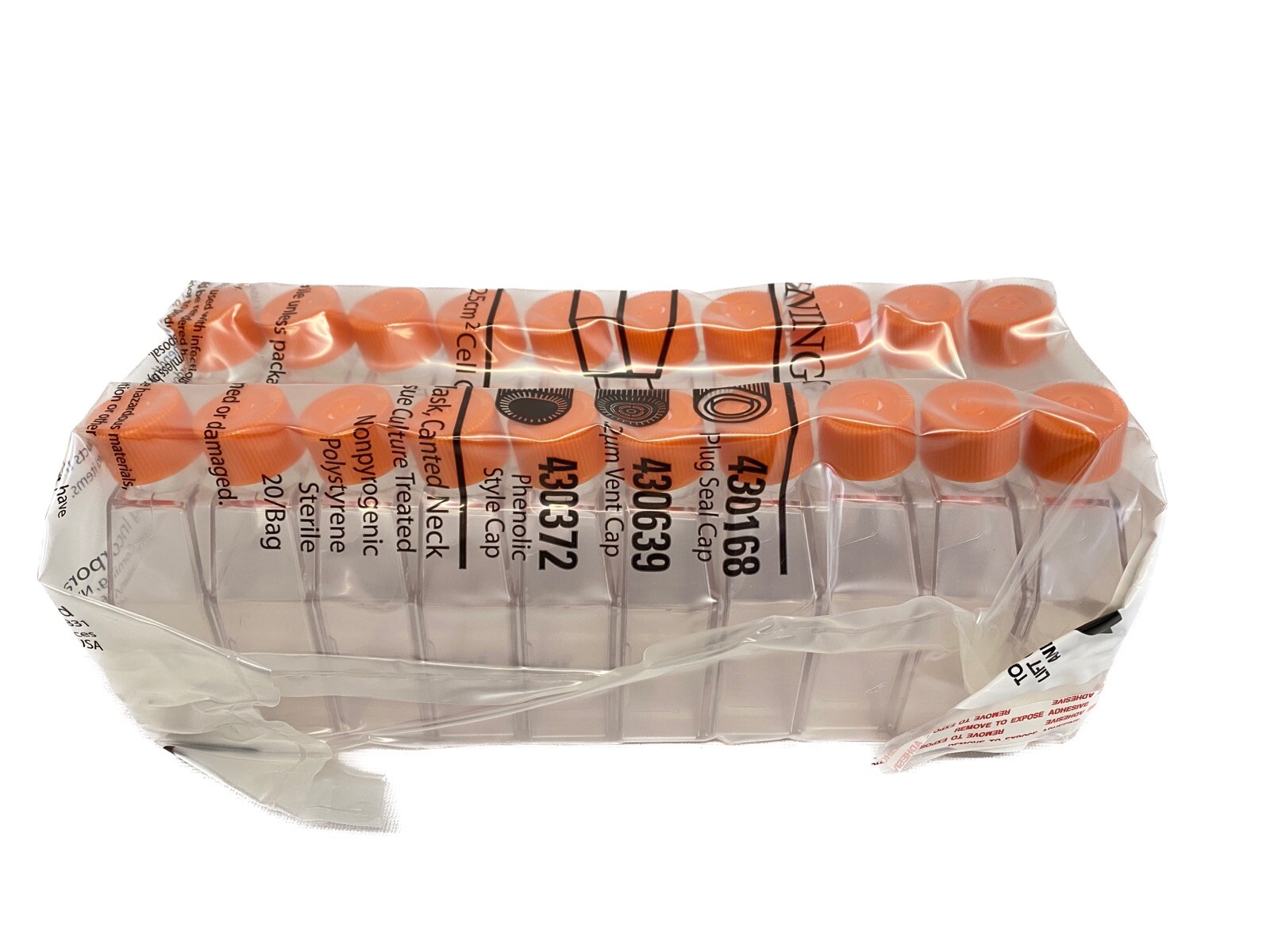 (200/Cs) CORNING 25cm² Canted Neck Cell Culture Flask w/Plug Seal Cap 430639