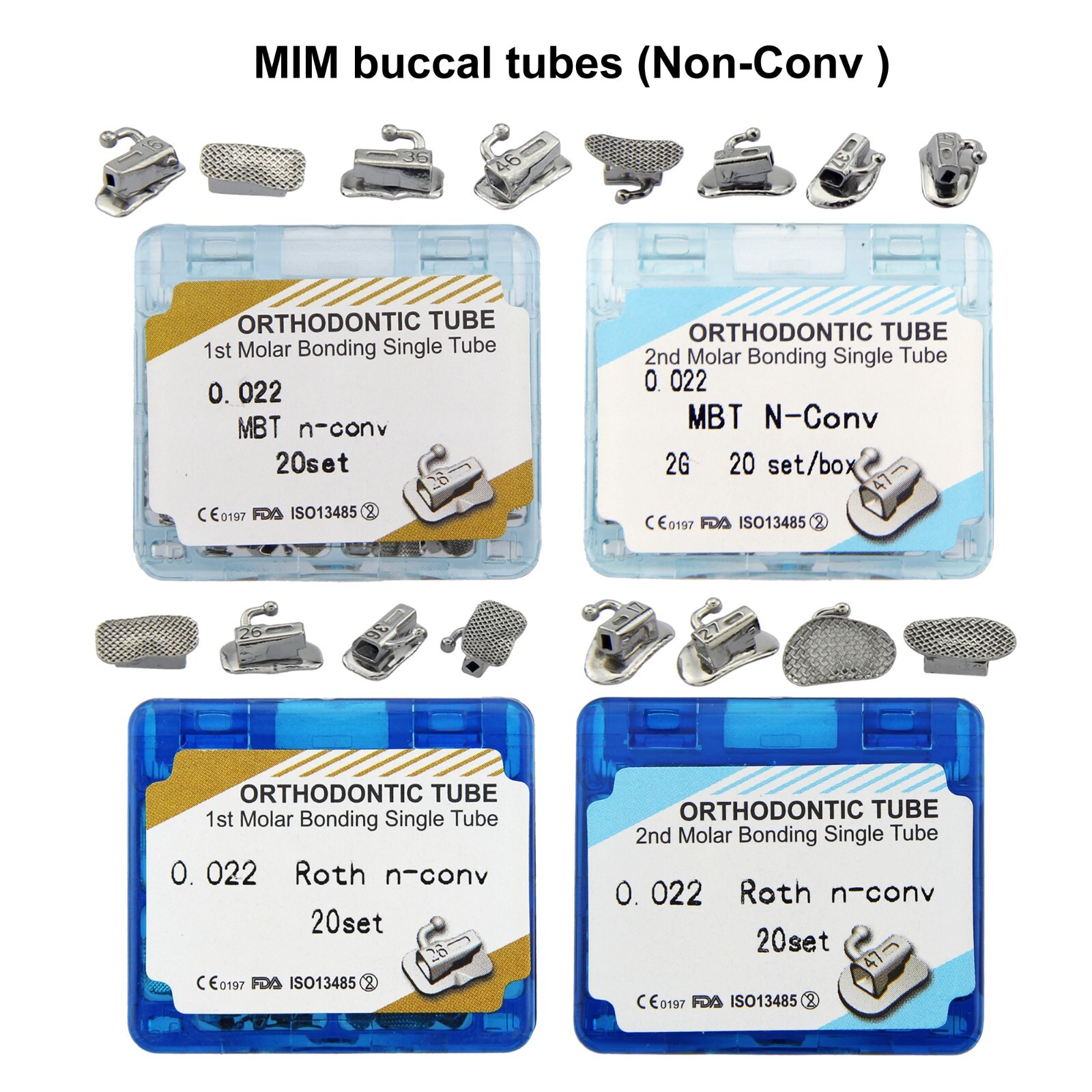 tubos de ortodoncia Dental Orthodontic Buccal Tube 1st 2nd Molar MBT Roth 022