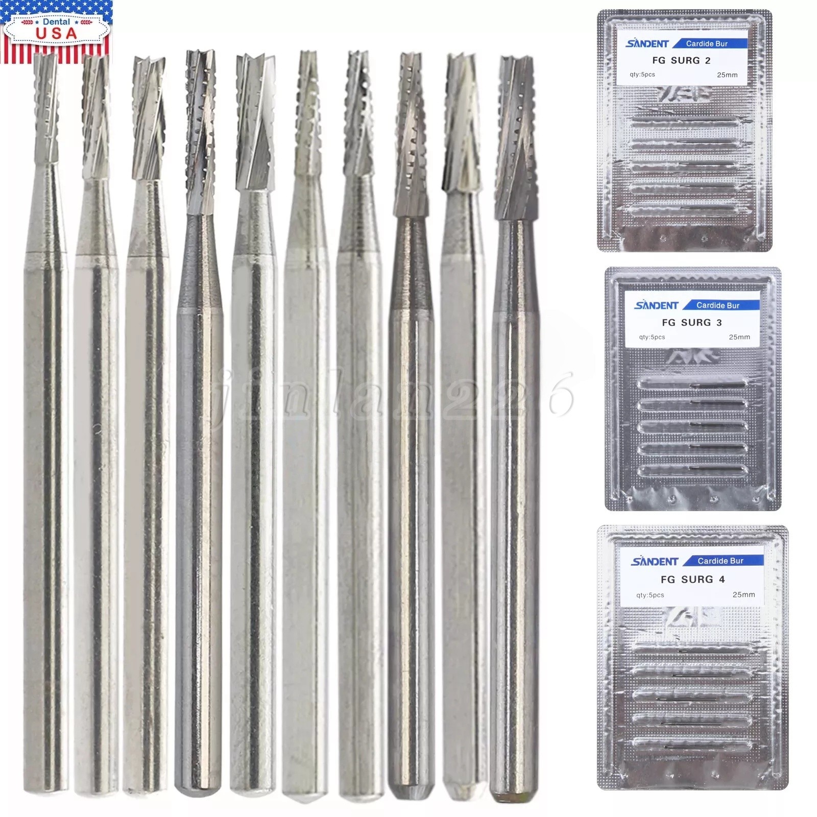 Dental Long Surgical Burs Carbide Taper Fissure FG SURG 25MM