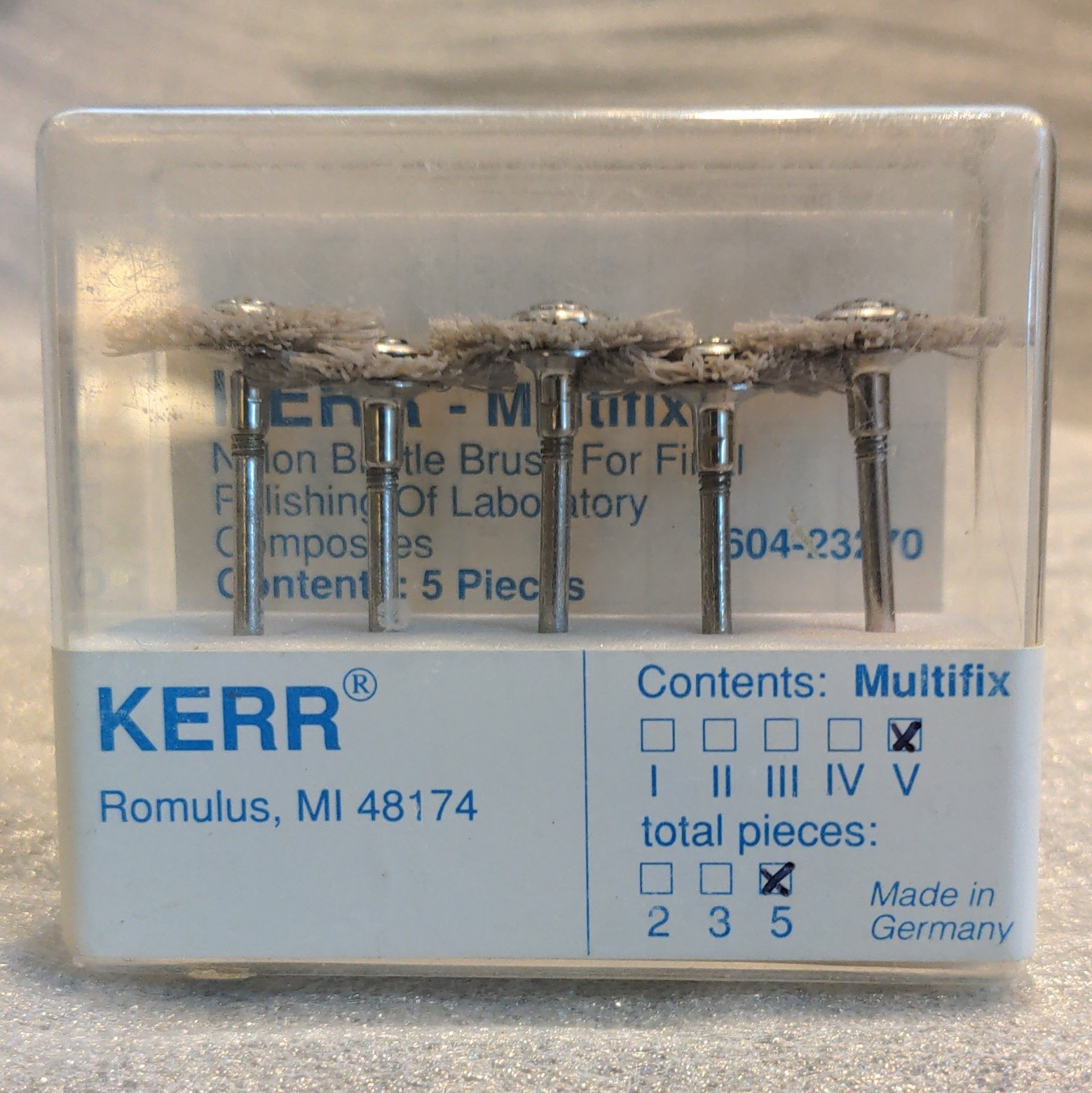 Kerr Multifix Nylon Bristle Brush Set RA Latch-Type Dental 5 pc 504-23270