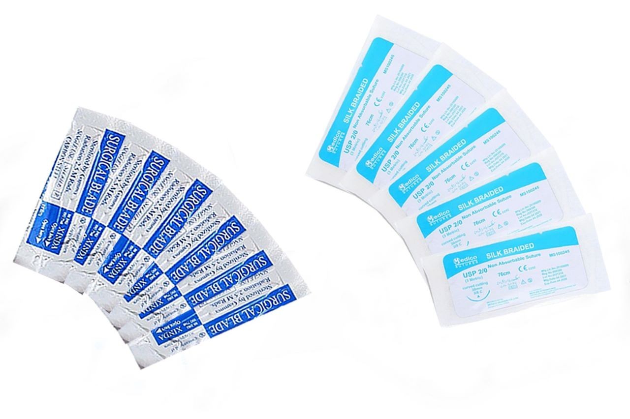 16 Pieces Practice Suture Kit with Pad for Medical Veterinary Student Training