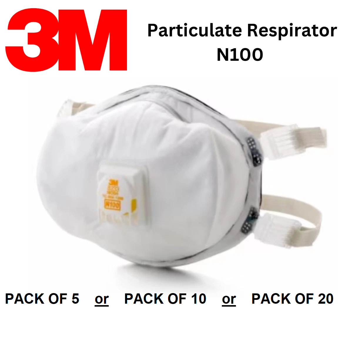 3M 8233 N100 Particulate Respirator Smoke Protection Mask w/ Exhalation Valve