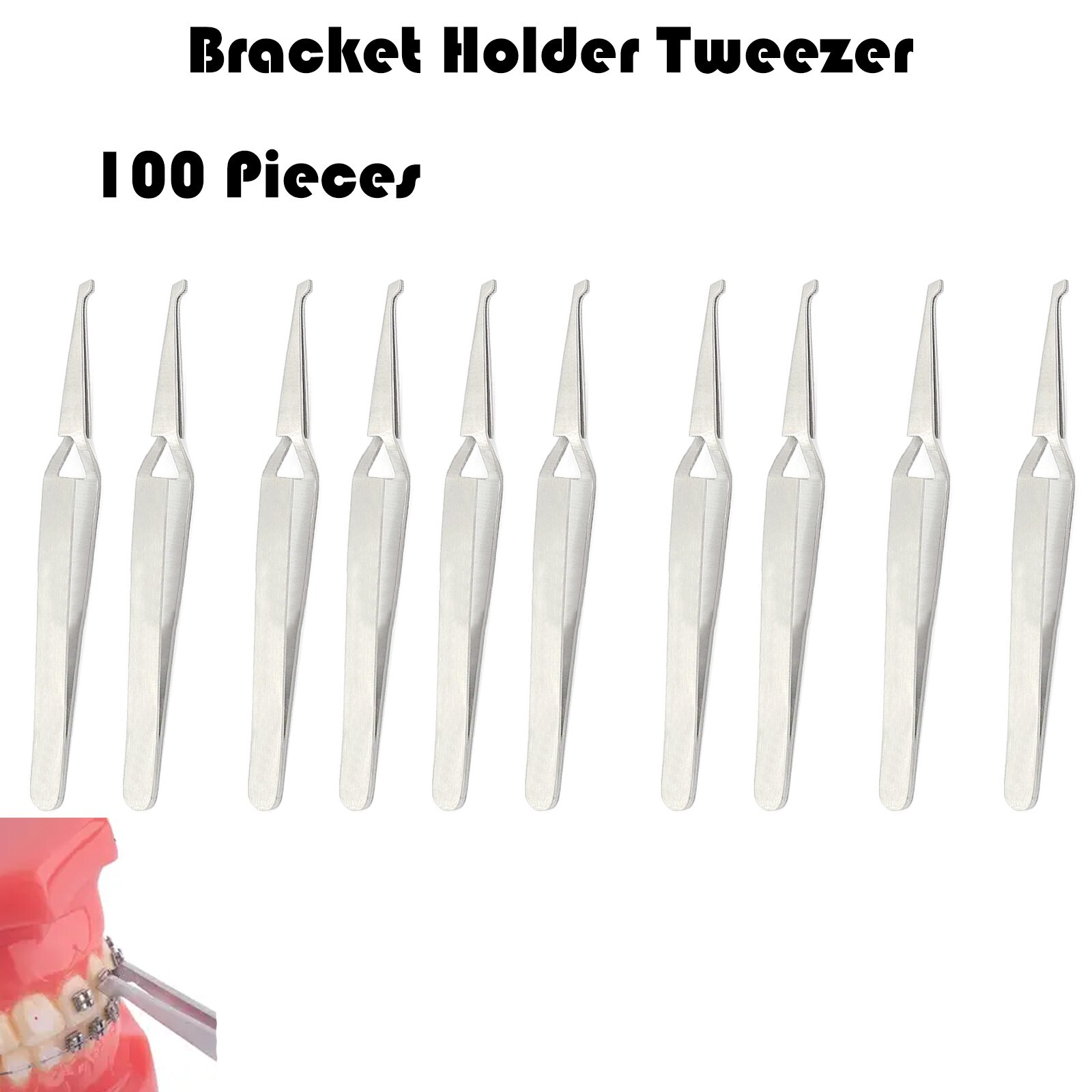 AAPRO 100 PC Dental Direct Bond Bracket Holder Fine Tip Orthodontic Tweezers