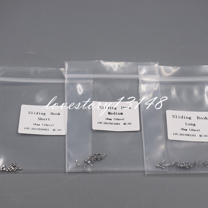100 Pcs Dental Orthodontic Crimpable Hook Hooks Medium/Long/Short 10 Pcs/pack
