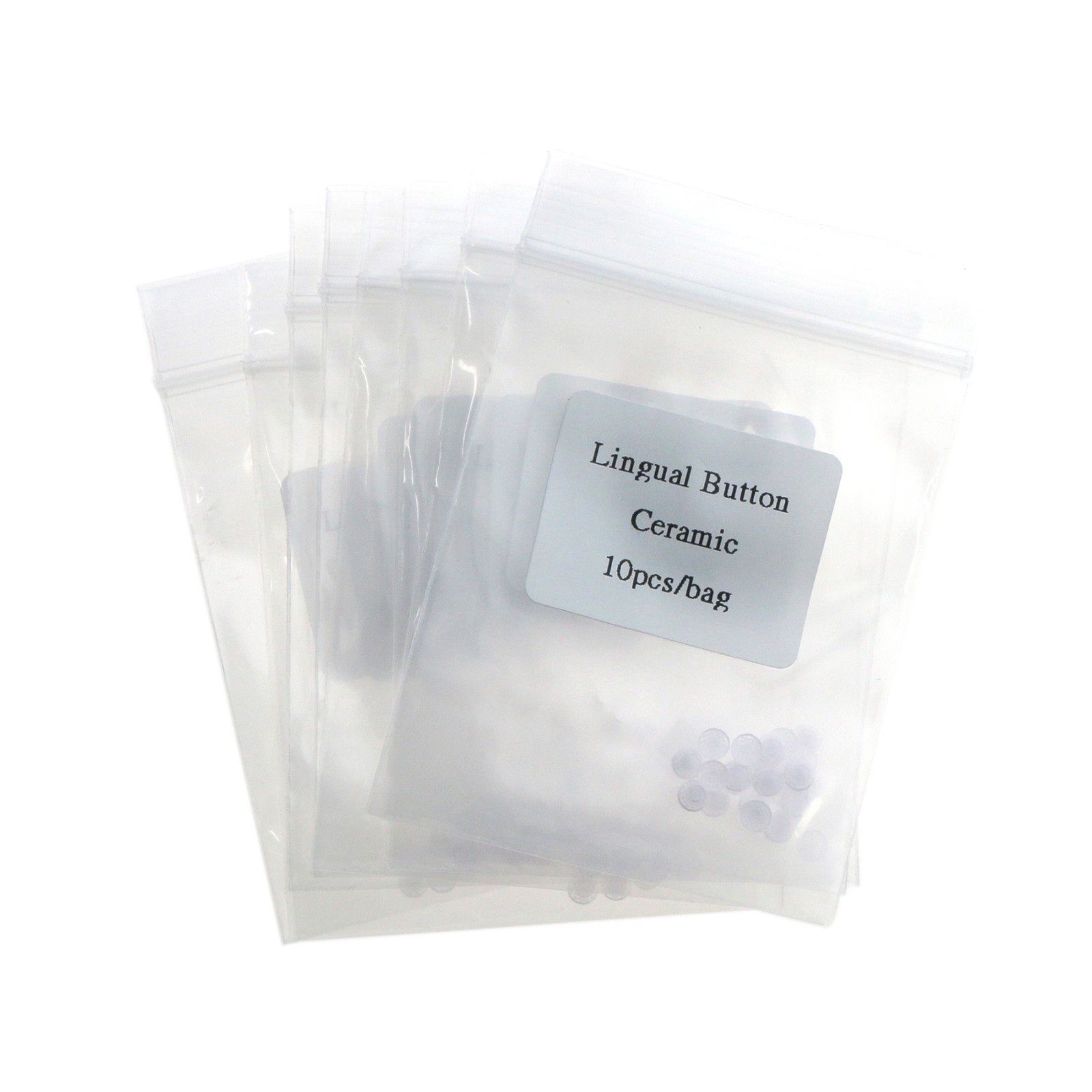 US 100Pcs/Pack Dental Ortho Ceramic Clear Lingual Buttons Bondable Round Base