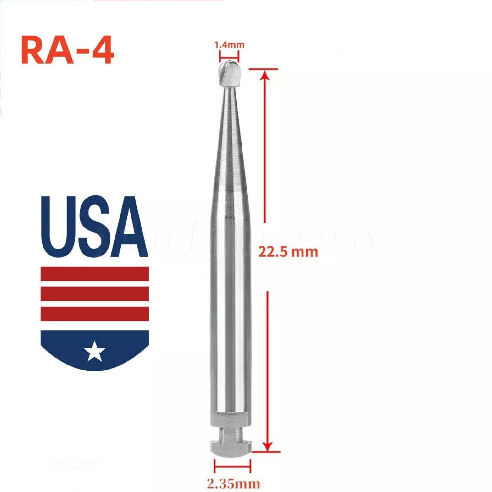 25 Pcs/5 Pack Dental 22.5mm Round Carbide Bur Slow Speed Latch Type RA4 Burs USA