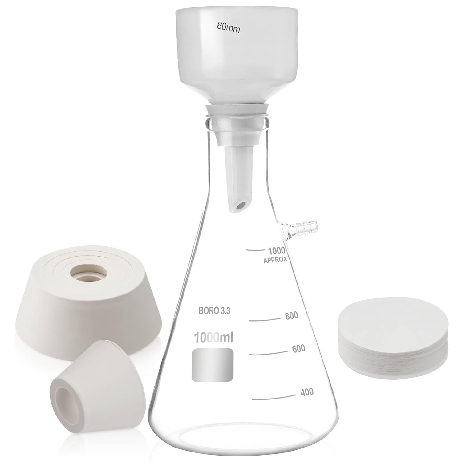 Lab Vacuum Pump + 1000mL Lab Buchner Funnel Filtering vacuum filter flask set