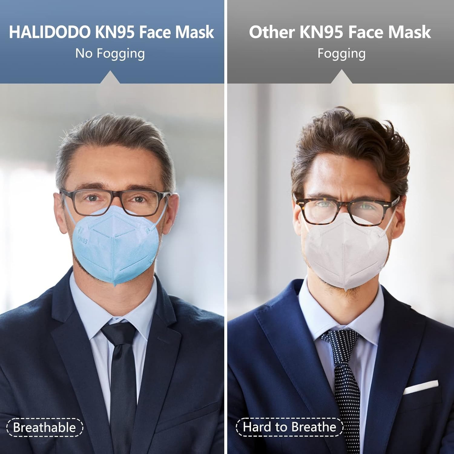 HALIDODO 50 Pack KN95 Face Mask 5-Ply Wrapped Multi-Color Elastic Earloops