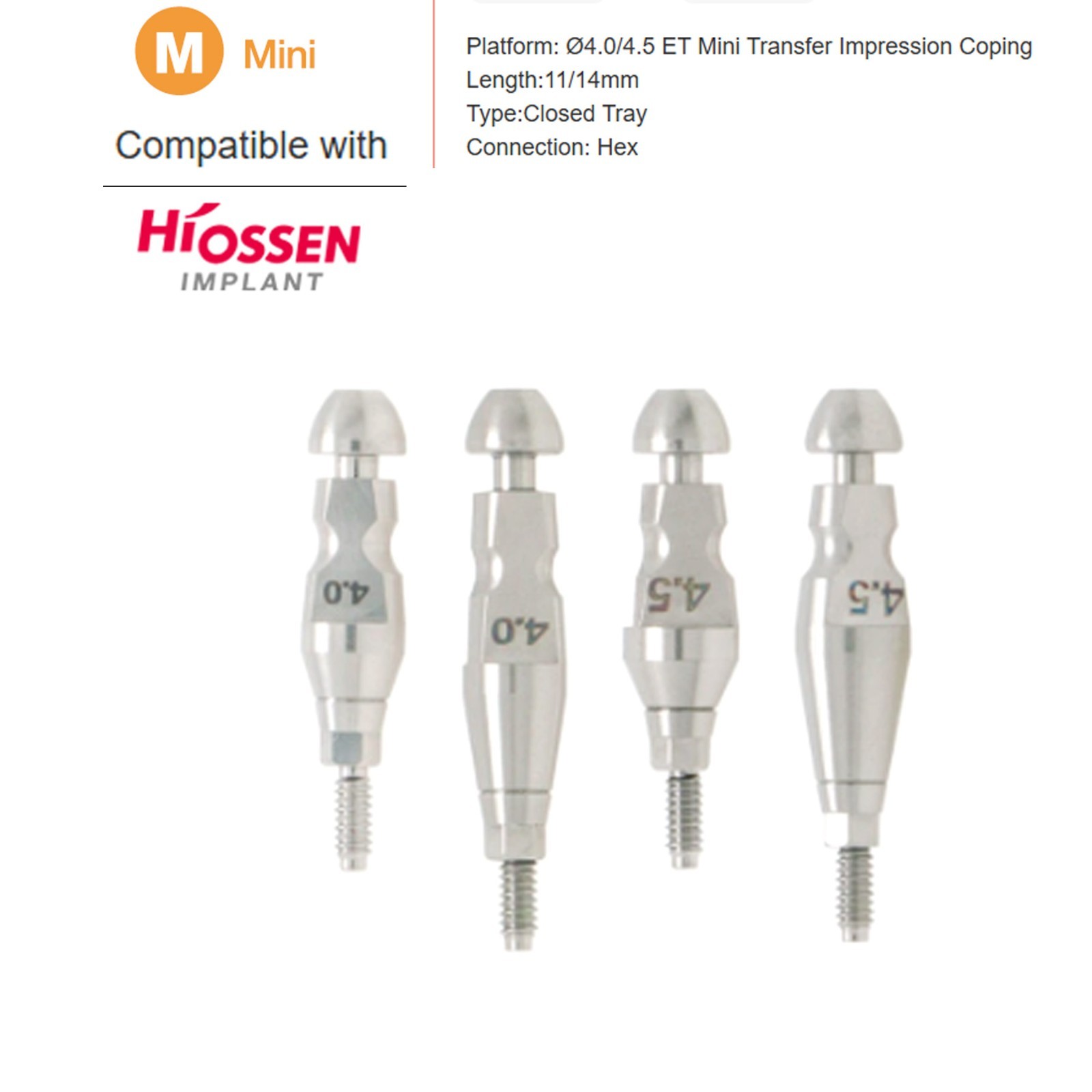 Hiossen ET Open/Close Tray Transfer Impression Coping Fits Mini/Regular implants