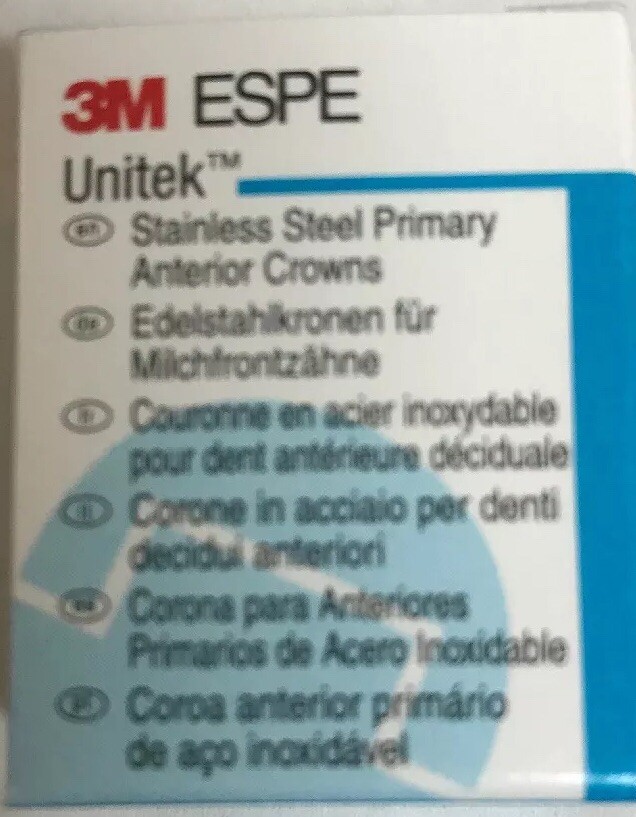 5 X 3M ESPE UNITEK STAINLESS STEEL PRIMARY ANTERIOR CROWNS ANY SIZE AND QUANTITY