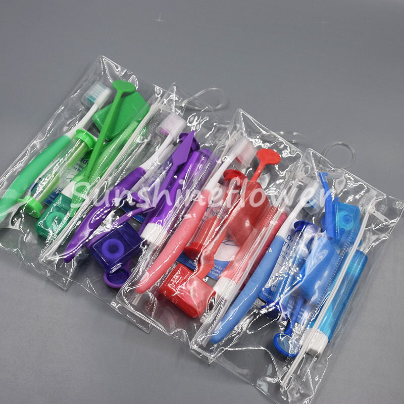 Dental Teeth Oral Cleaning Care Orthodontic Kits Brush Floss Thread Mirror Wax
