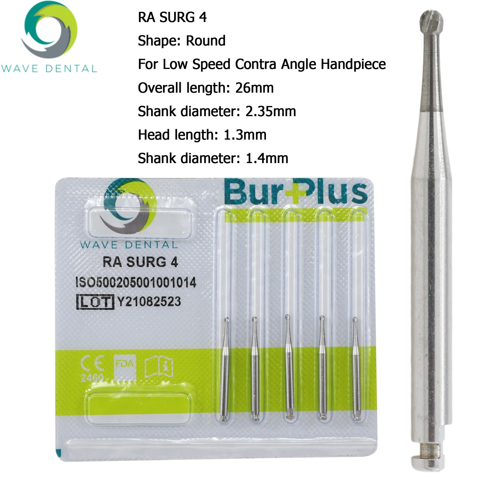 Wave Dental Carbide Round RA Burs Latch Surgical Length Bur RA SURG Contra Angle