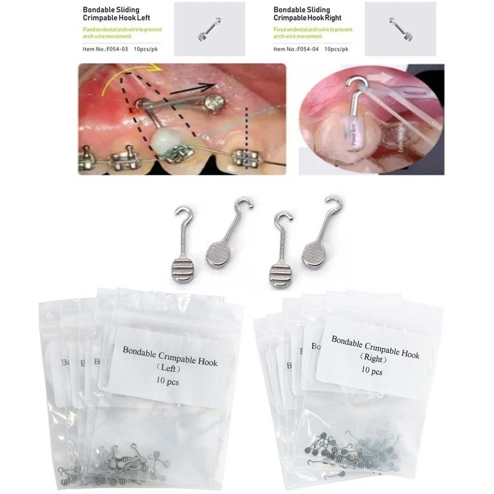 10Pcs/pack Dental Orthodontic Bondable Sliding Crimpable Hook Long Curved