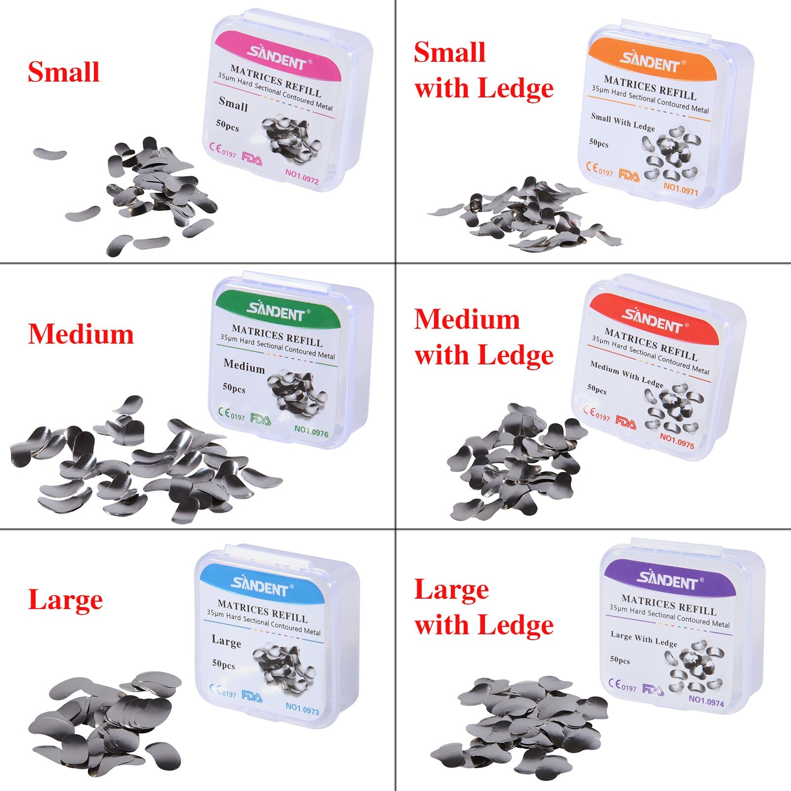 50Pcs/box Dental Sectional Contoured Matrices Matrix Bands Refill S/M/L