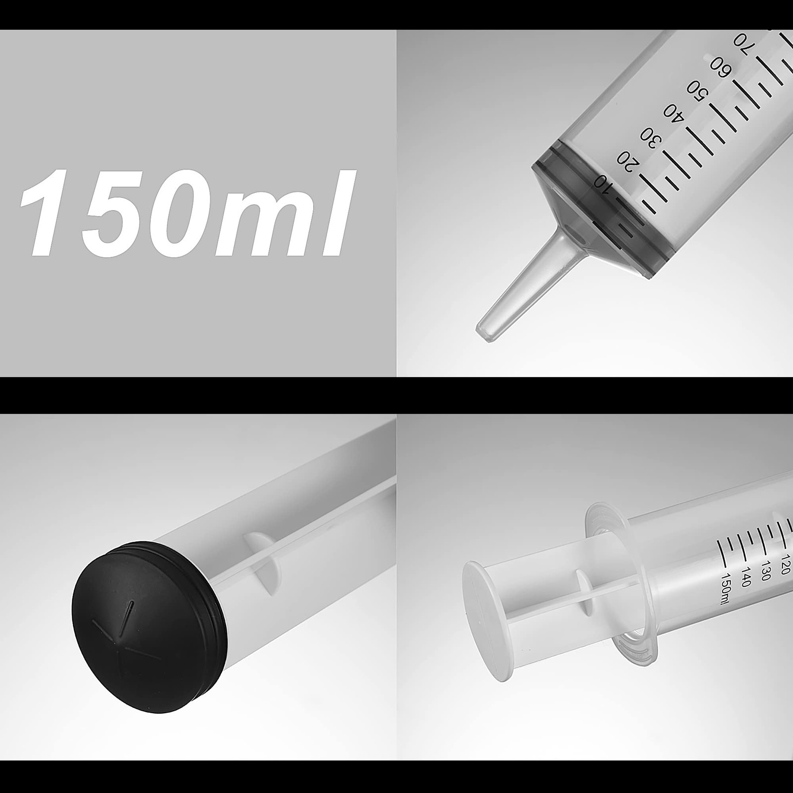 2 Pack Big Syringes (150 ML), Large Clear Plastic Garden 150 ML, clear