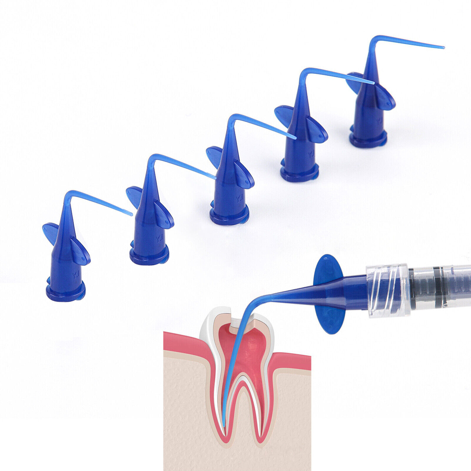 Dental Disposable Syringe Tips Endo Irrigation Flexible Composite Blue Pure