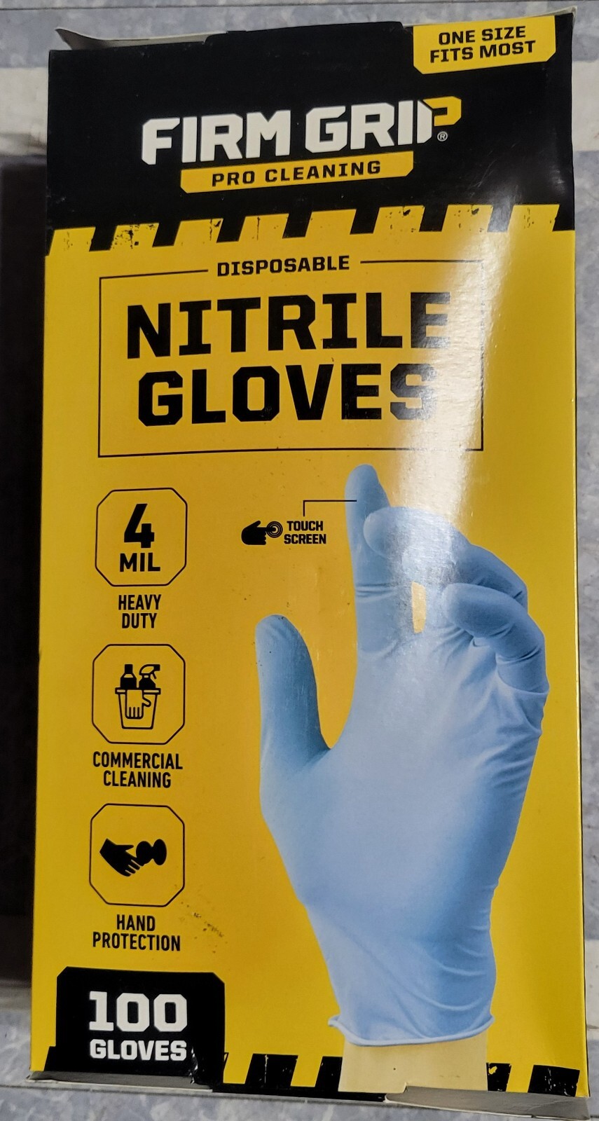 Firm Grip Pro Cleaning Disposable Heavy Duty Nitrile Gloves 100-Count One Size