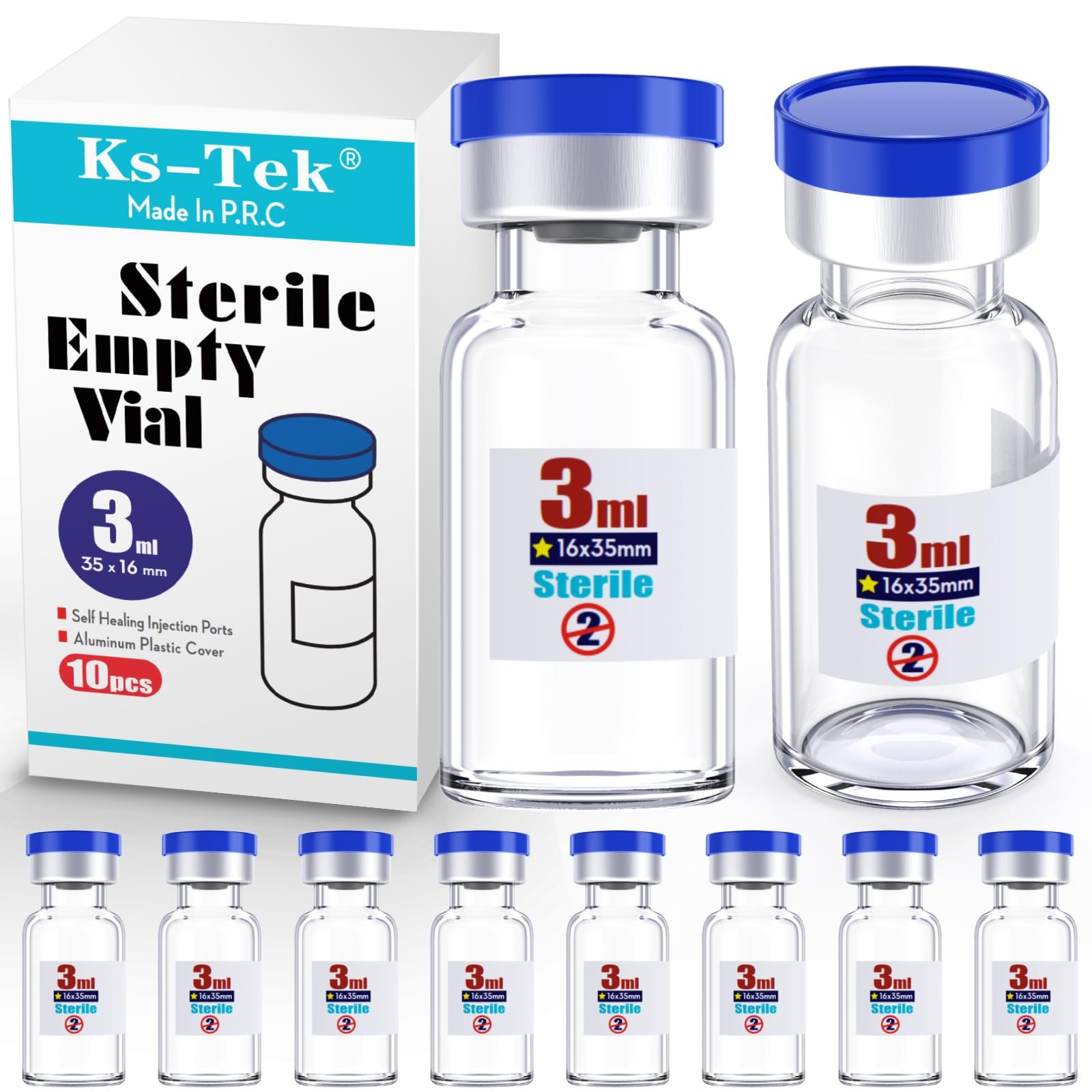 Sterile Empty Vials with Self Healing Injection Port,with Flip Off Aluminum C…