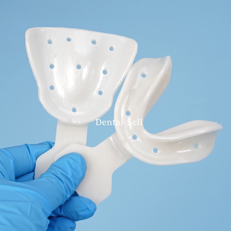 Dental Impression Trays Edentulous Jaw Frame Cut Back Plastic Tray White 17 pcs