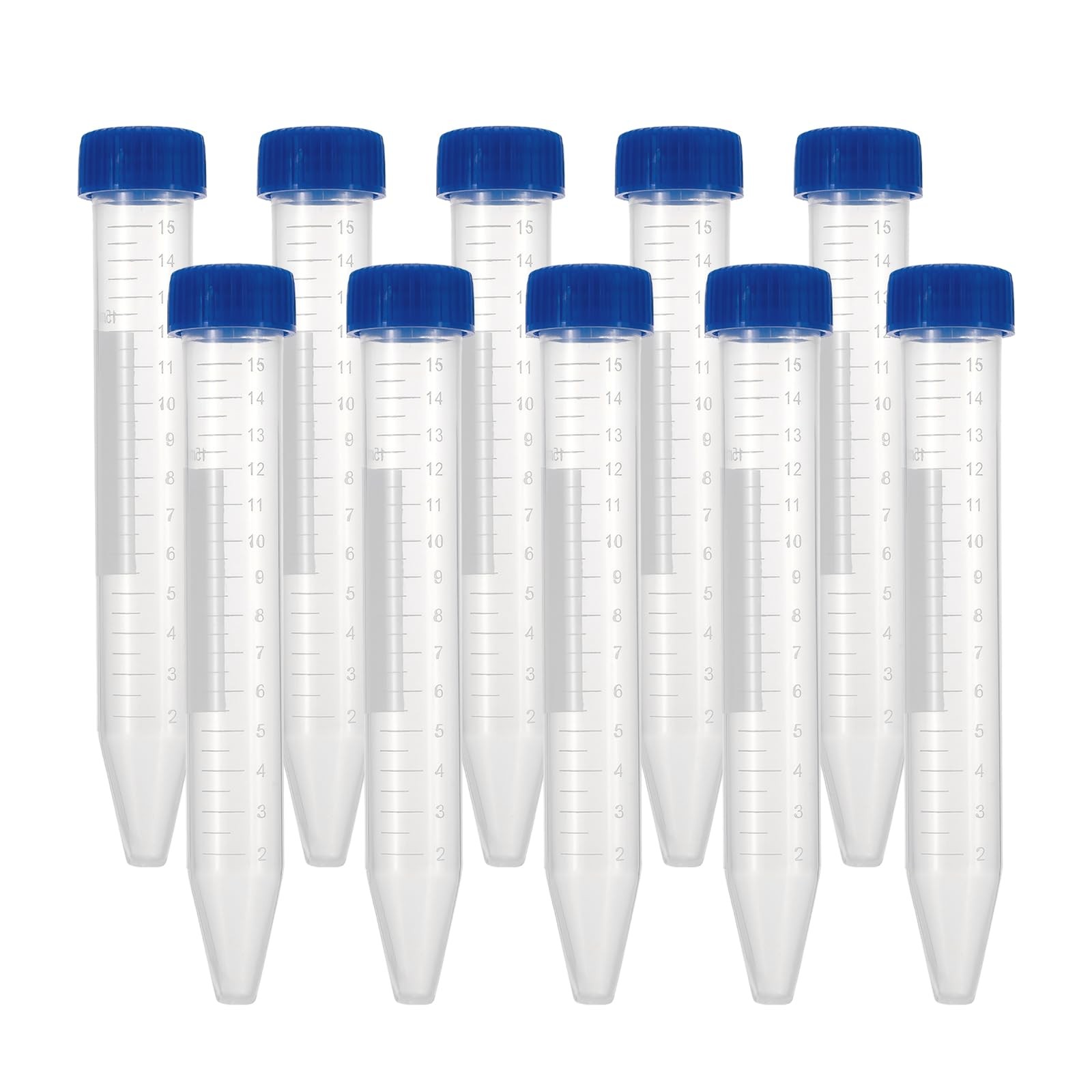 10Pcs Conical Centrifuge Tubes 15mL,Plastic Test Tubes with Screw Caps, Polyprop