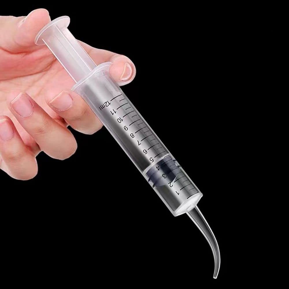 10 Pack Dental Syringes with Curved Tip Disposable Gradient 12ml, transparent