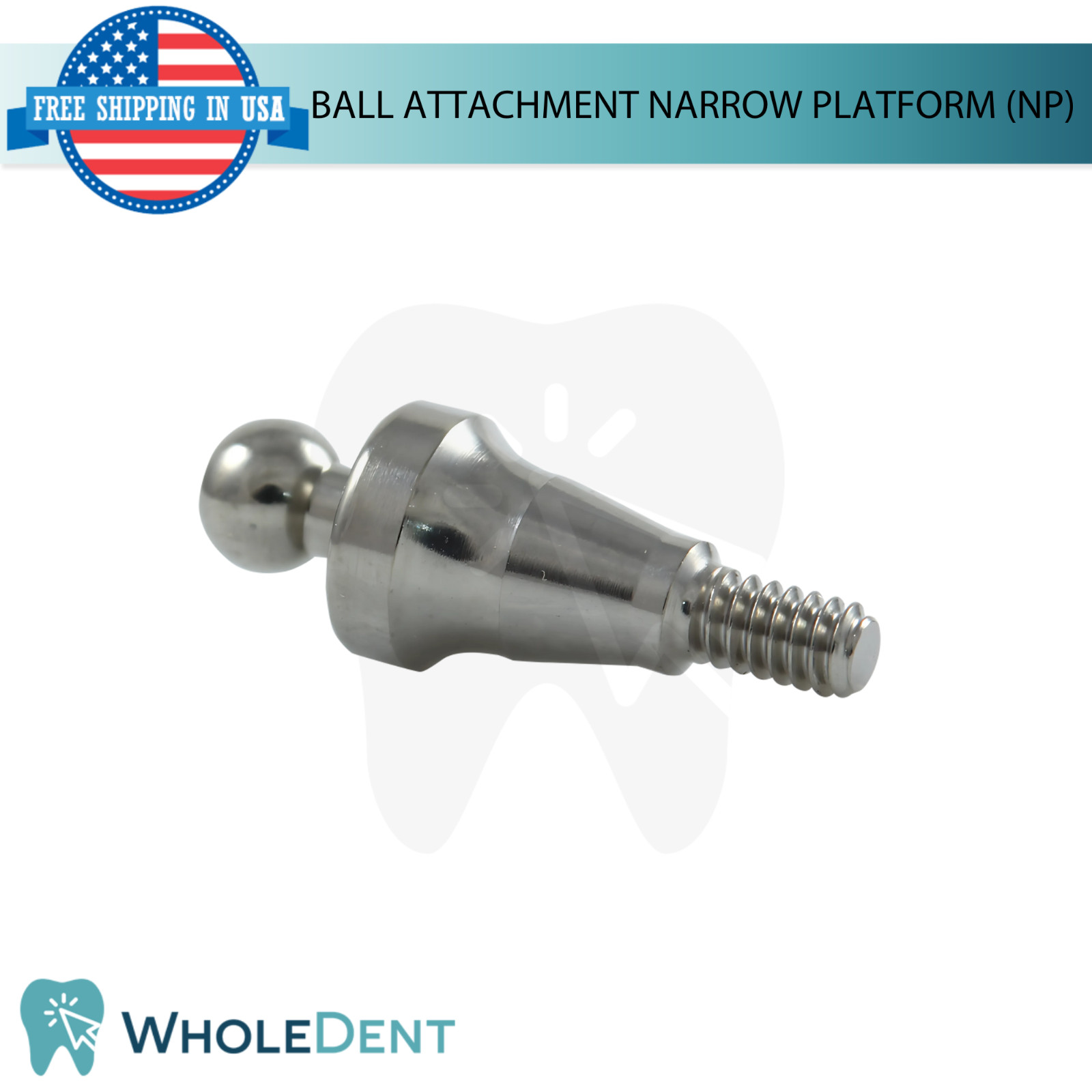 5x Straight Ball Attachment Narrow Platform Ø3.8mm Conical Hex 2.25mm System