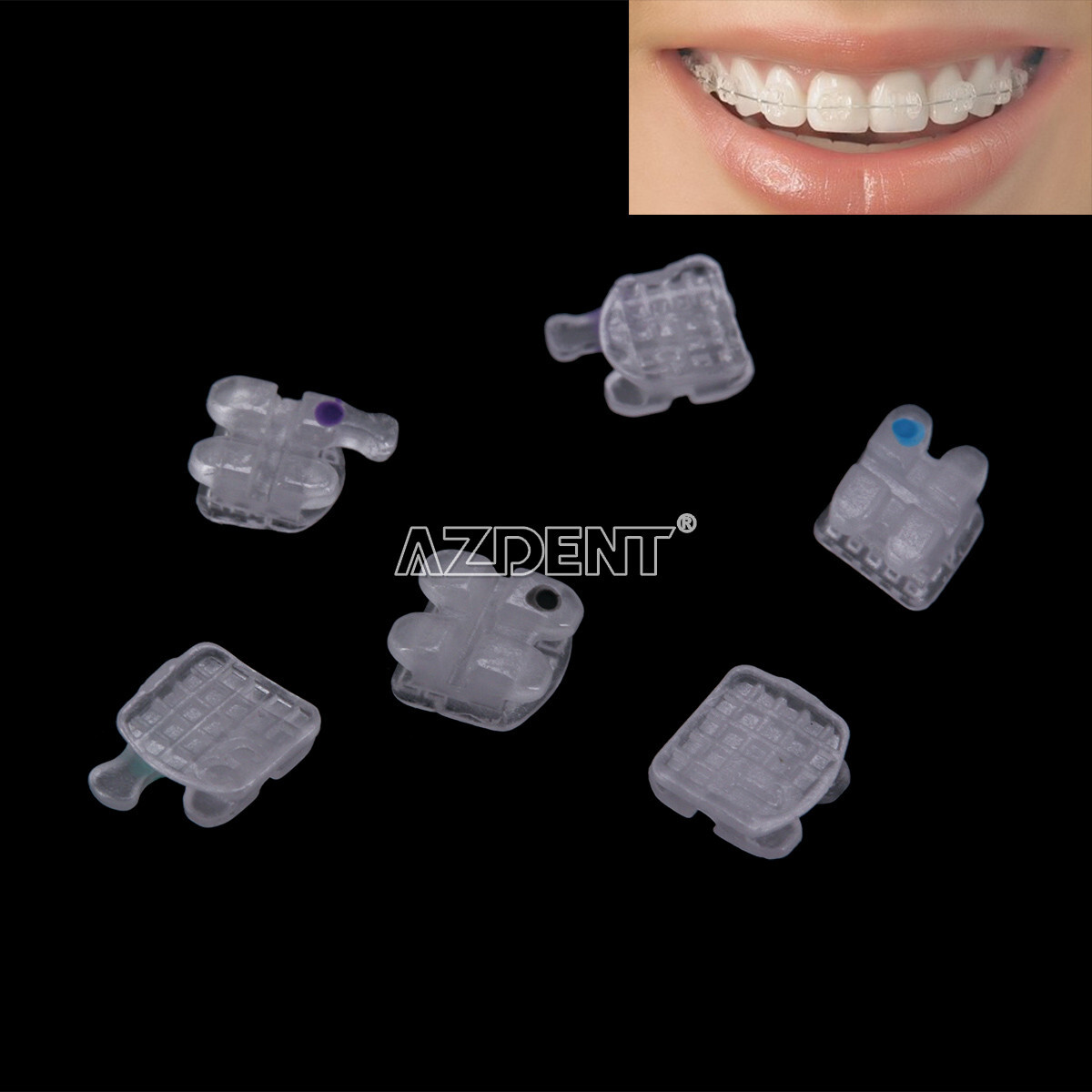 5X AZDENT ortodoncia brackets ceramicos soporte dental 5*5 Roth .022 Ganchos 345
