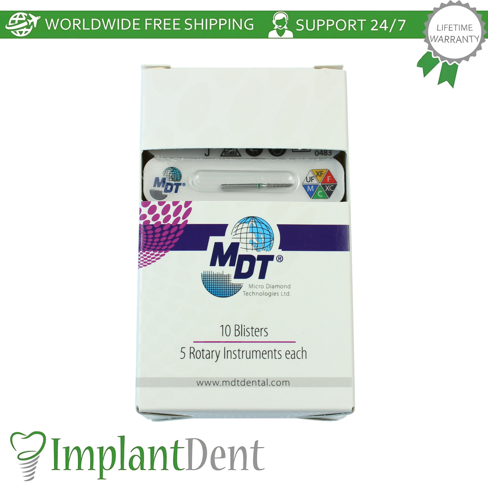 Dental MDT Flat End Taper FG Diamond Burs 172 Crown Preparation Detailed Shaping