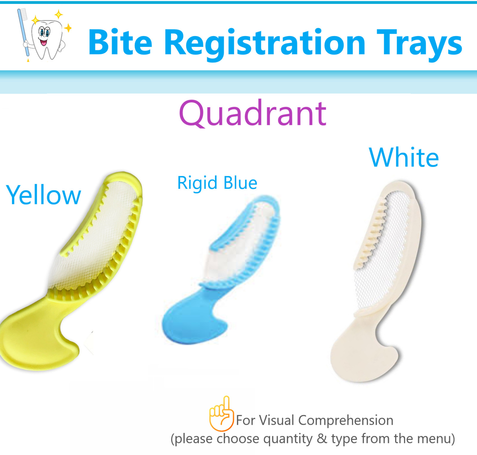 VPS Impression Bite Registration Trays Triple Tray Mold Choose Size, 50-100/PK